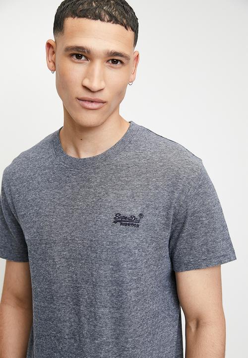 Superdry. - Essential logo emb tee - eclipse navy/grey marl feeder
