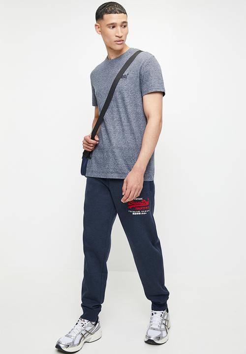Superdry. - Essential logo emb tee - eclipse navy/grey marl feeder