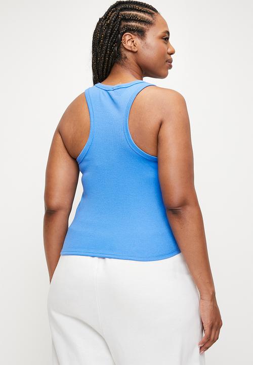Cotton On - Plus Active Core Rib Racer Tank - Tranquil Blue