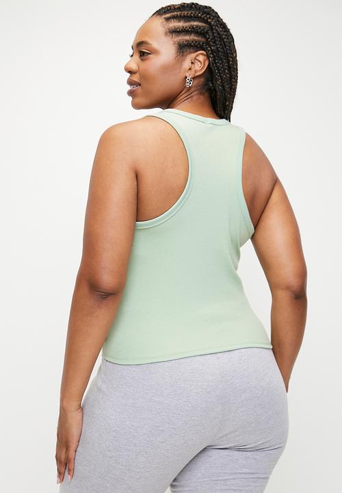 Cotton On - Plus Active Core Rib Racer Tank - Silt Green