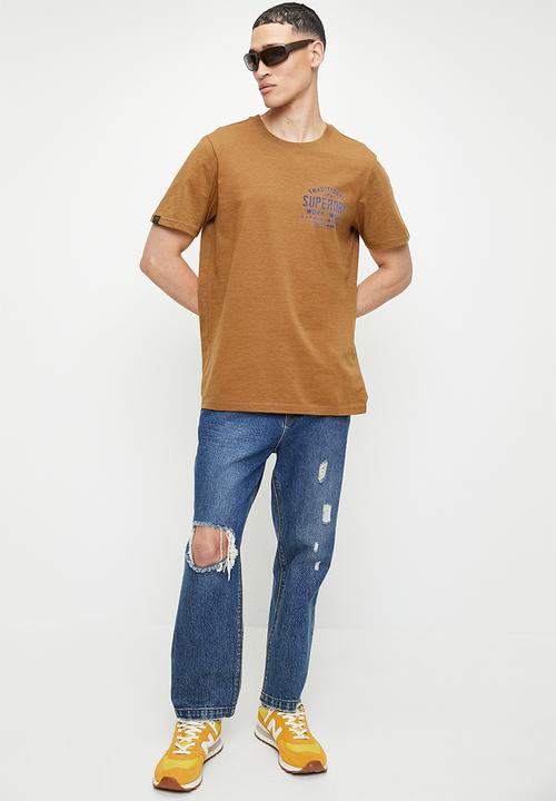 Superdry. - Machined goods workwear tee - dark tobacco marl