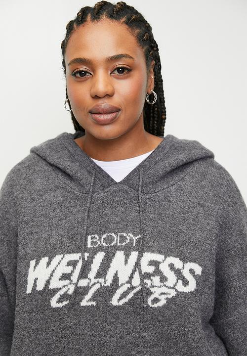 Cotton On - Plus Knitted Premium Hoodie - Charcoal