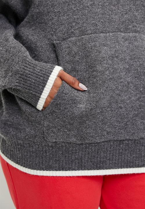 Cotton On - Plus Knitted Premium Hoodie - Charcoal