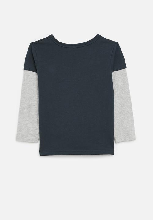 Pop Candy - Dino twofer tee - navy & grey