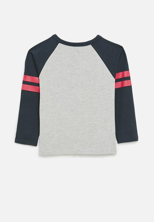 Pop Candy - Raglan tee - grey & navy
