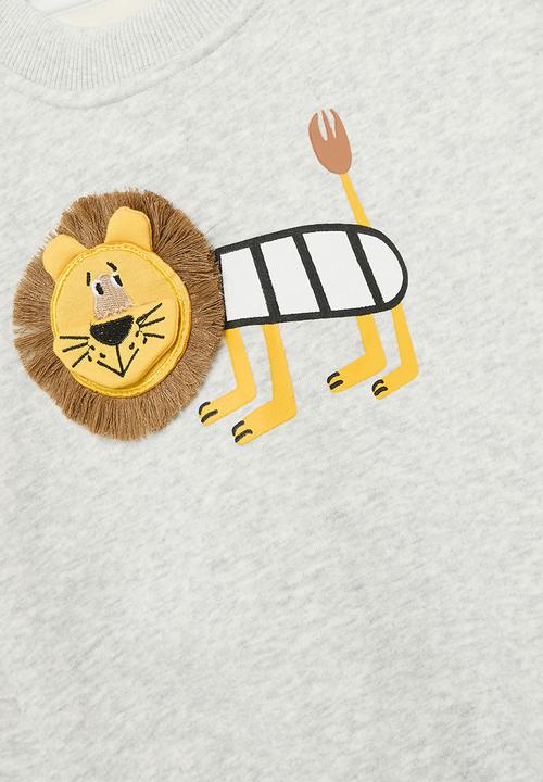 Pop Candy - Lion appliqué sweat top - grey