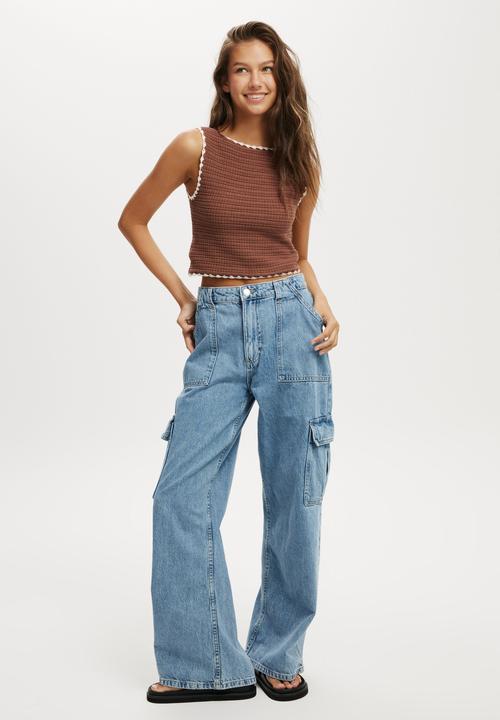 Cotton On - Relaxed Cargo Jean - Cleanwater Blue
