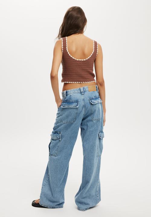 Cotton On - Relaxed Cargo Jean - Cleanwater Blue