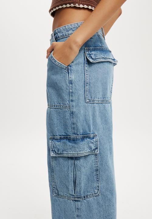 Cotton On - Relaxed Cargo Jean - Cleanwater Blue