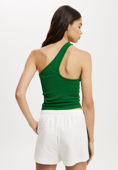 Cotton On - Classic Fleece Summer Sweat Short - White/Emerald Isle Side Stripe