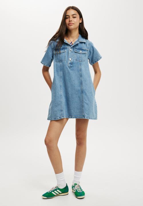 Cotton On - Original Denim Mini Dress - Cleanwater Blue