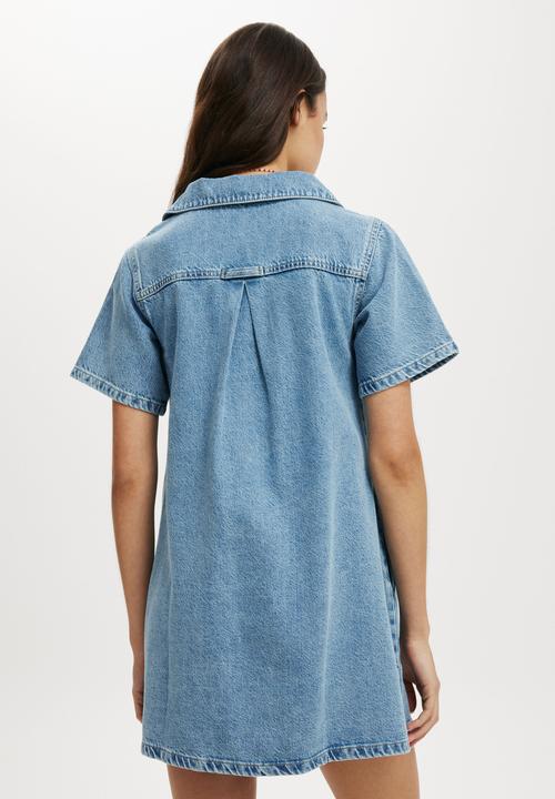 Cotton On - Original Denim Mini Dress - Cleanwater Blue