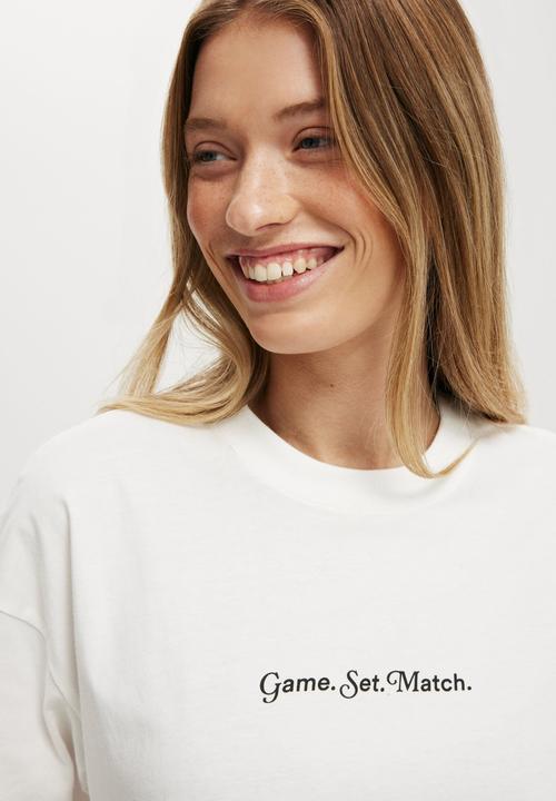 Cotton On - The Boxy Graphic Tee - Game Set Match/ Vintage White
