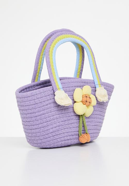 Pop Candy - Floral décor straw bag - lilac