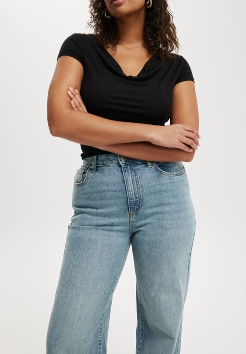 Cotton On - Plus Curvy Stretch Wide Jean - Stone Blue