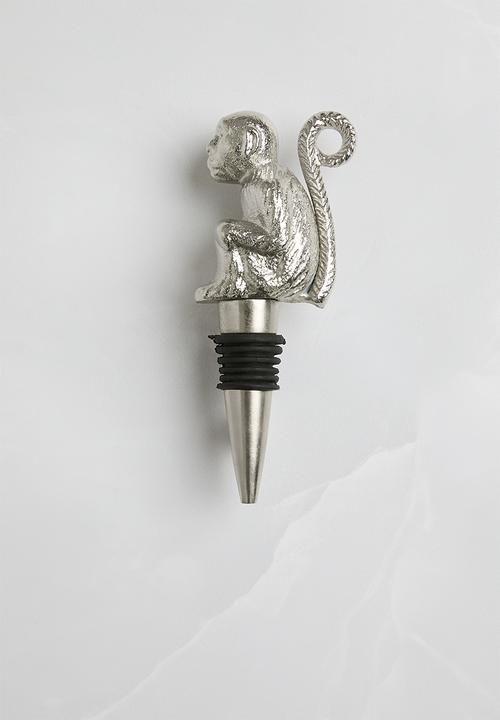 Sixth Floor - Sitting monkey bottle stopper - Silver