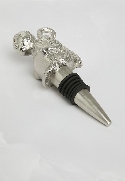 Sixth Floor - Sitting monkey bottle stopper - Silver