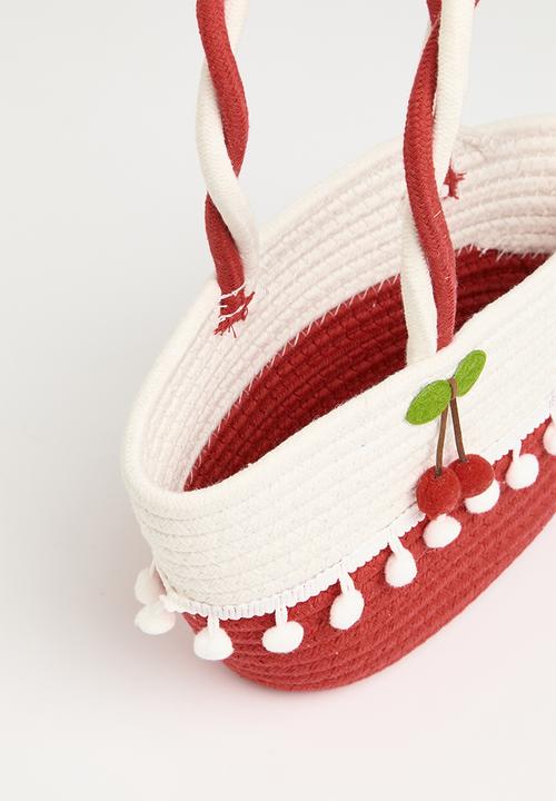 Pop Candy - Cherry straw bag - red & ecru