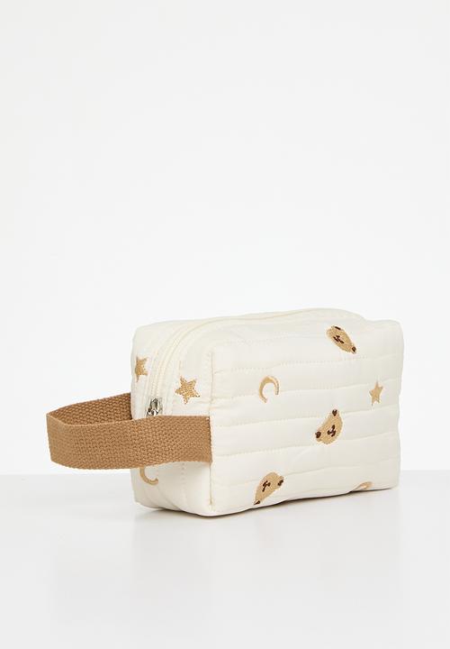 Pop Candy - Bear print toiletry bag - ecru & brown