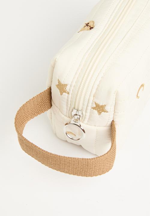 Pop Candy - Bear print toiletry bag - ecru & brown