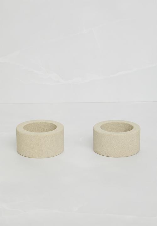 Sixth Floor - Simo travertine napkin rings set of 2 - Natural