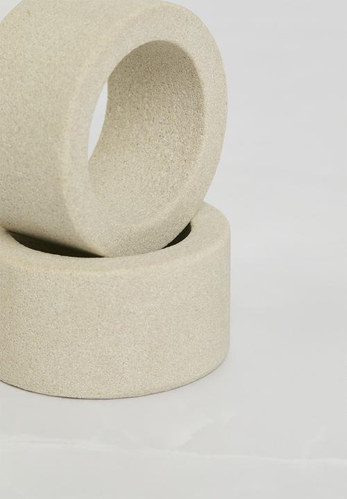 Sixth Floor - Simo travertine napkin rings set of 2 - Natural