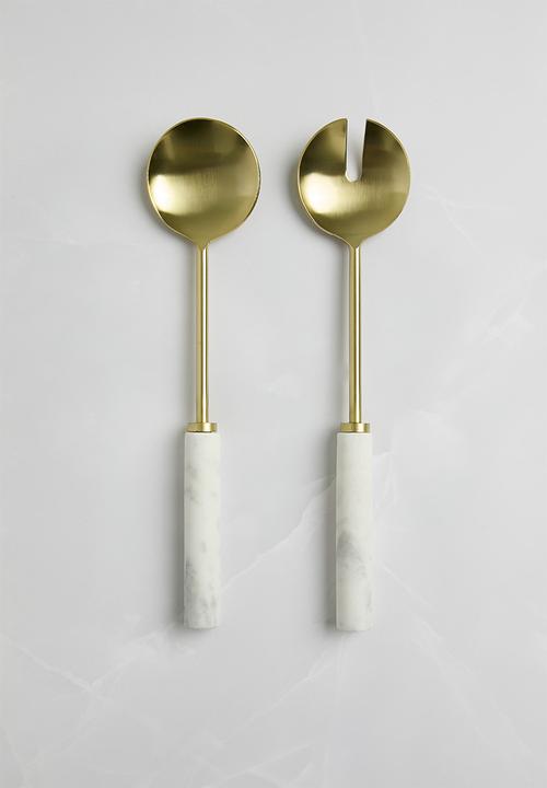 Sixth Floor - Mabo marble serving spoons set of 2 - White