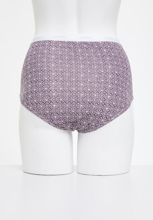 Jockey - 5 pack plain full brief - pink/plum/geo/marshmellow/beige