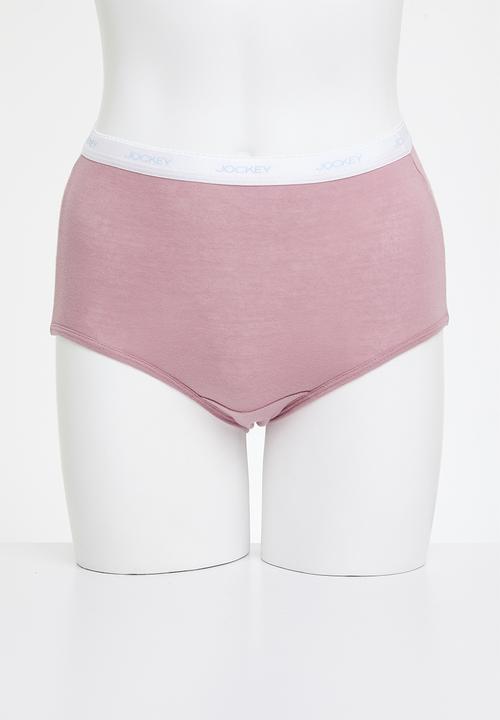Jockey - 5 pack plain full brief - pink/plum/geo/marshmellow/beige
