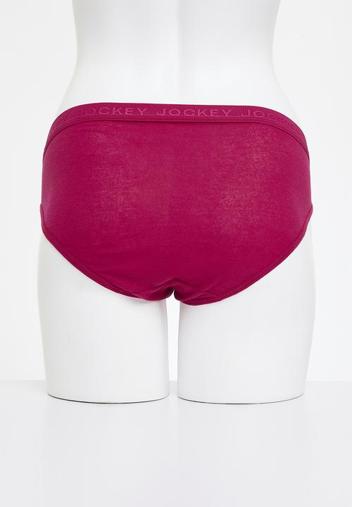 Jockey - 5 Pack plain tonal elastic bikini - black/red/taupe/pink/plum