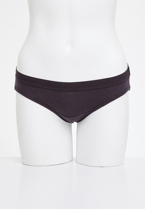 Jockey - 5 Pack plain tonal elastic bikini - black/red/taupe/pink/plum
