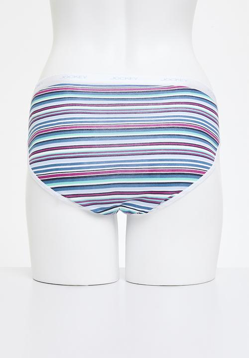 Jockey - 5 pack printed bikini - blue/stripe/pink/refined/vintage pink