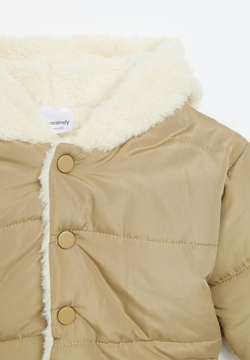 Pop Candy - Lined hooded jacket -beige