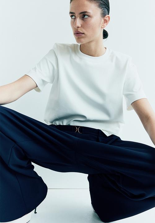 H&M - Buckle-detail tailored trousers - navy blue