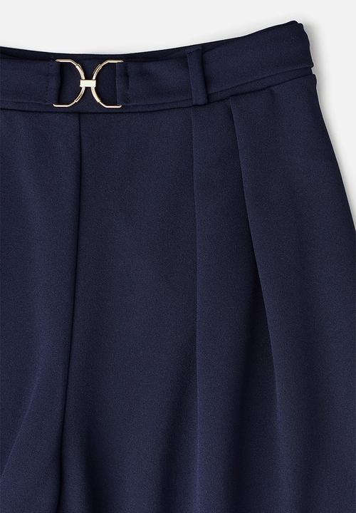 H&M - Buckle-detail tailored trousers - navy blue