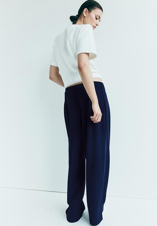 H&M - Buckle-detail tailored trousers - navy blue