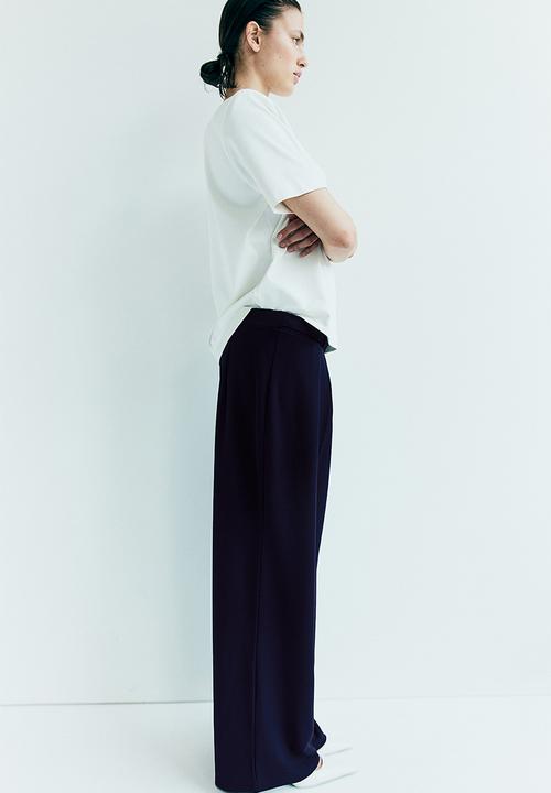 H&M - Buckle-detail tailored trousers - navy blue
