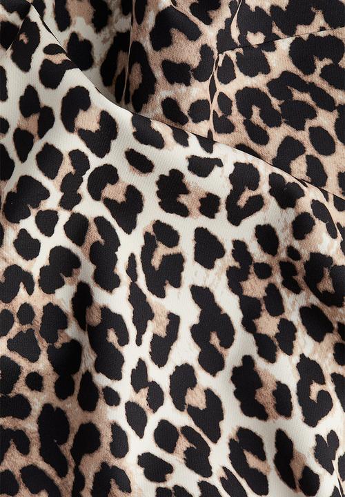 H&M - A-line mini dress - light beige leopard print