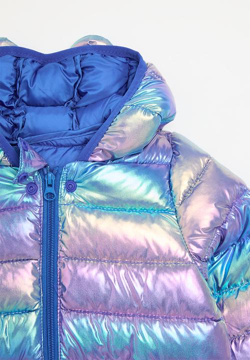 Pop Candy - Mettalic hooded puffer jacket-multi