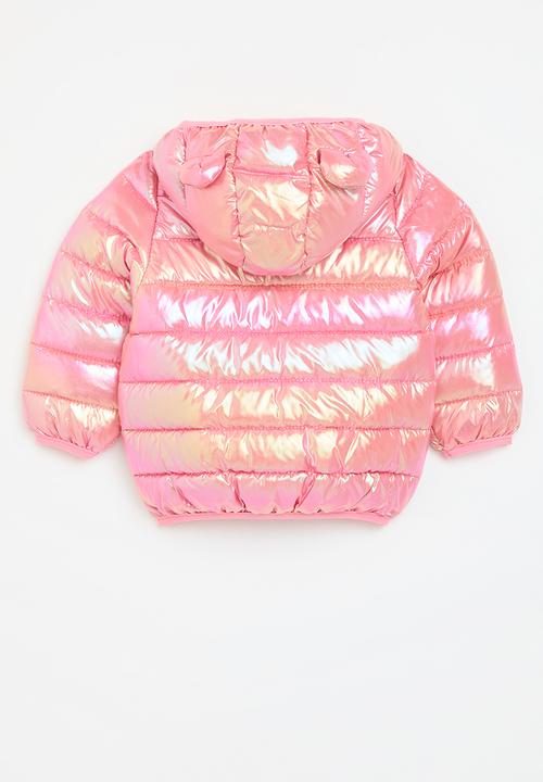 Pop Candy - Mettalic hooded puffer jacket-pink
