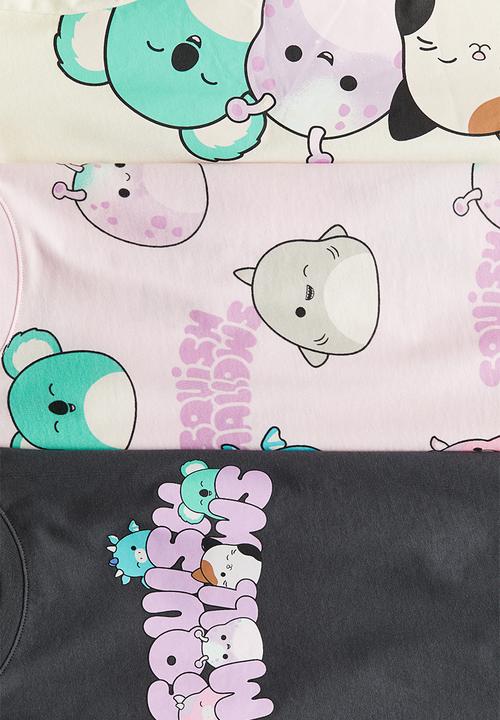 H&M - 3 pack printed jersey tops - dark grey squishmallows