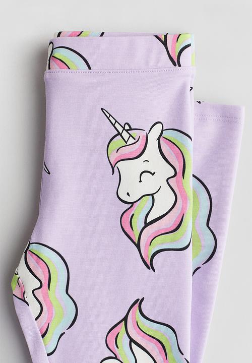 H&M - Printed jersey leggings - light purple unicorns 