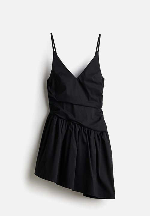 Embroidered-motif asymmetric dress - black/wicked - 1241654001