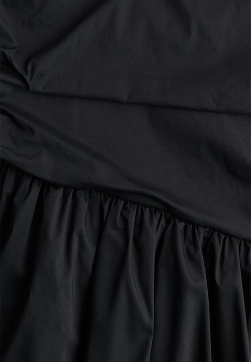 H&M - Embroidered-motif asymmetric dress - black wicked