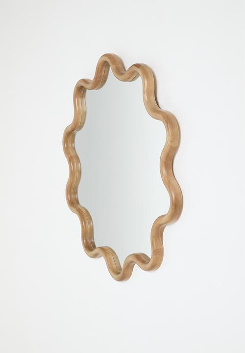 Sixth Floor - Wavy rubberwood mirror - natural