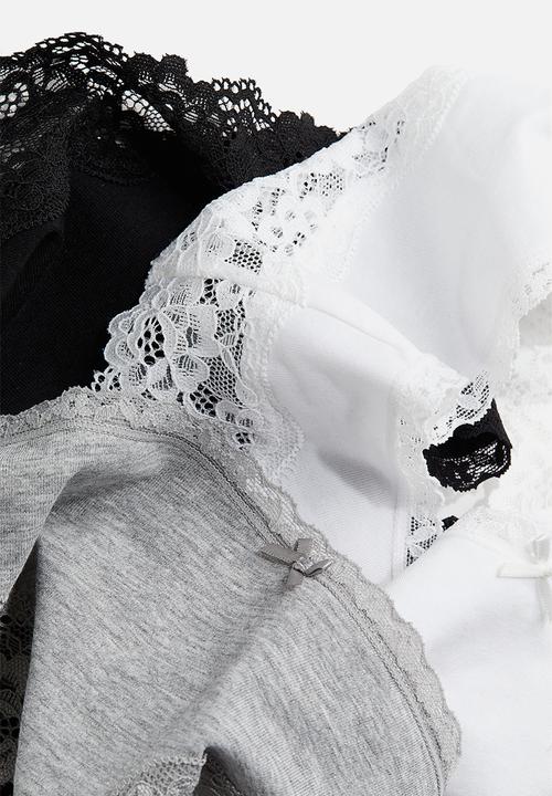 H&M - 3 pack lace-trimmed hipster briefs - multi