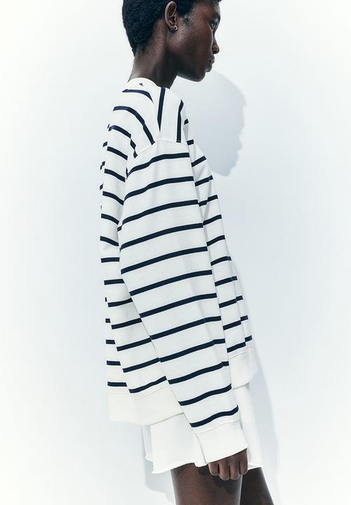 H&M - Sweatshirt - white & navy blue striped