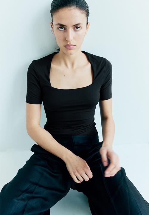 H&M - Square-neck top - blue
