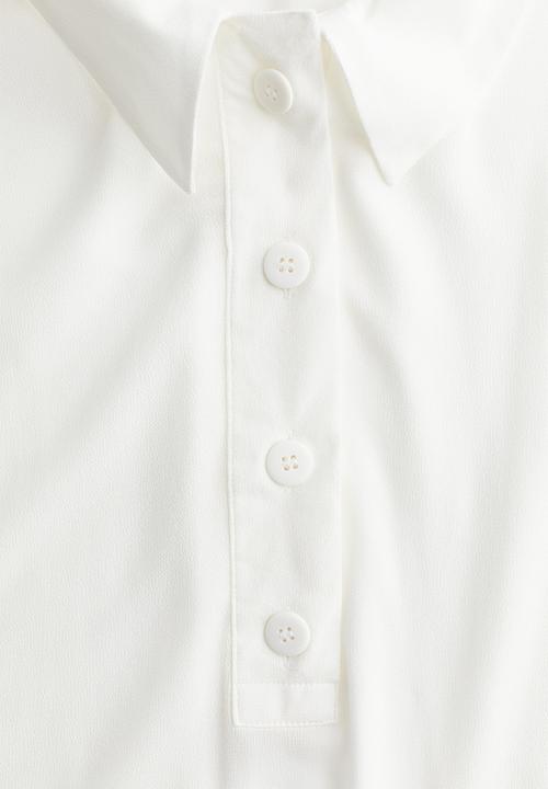 H&M - Sheer crêpe polo shirt - cream