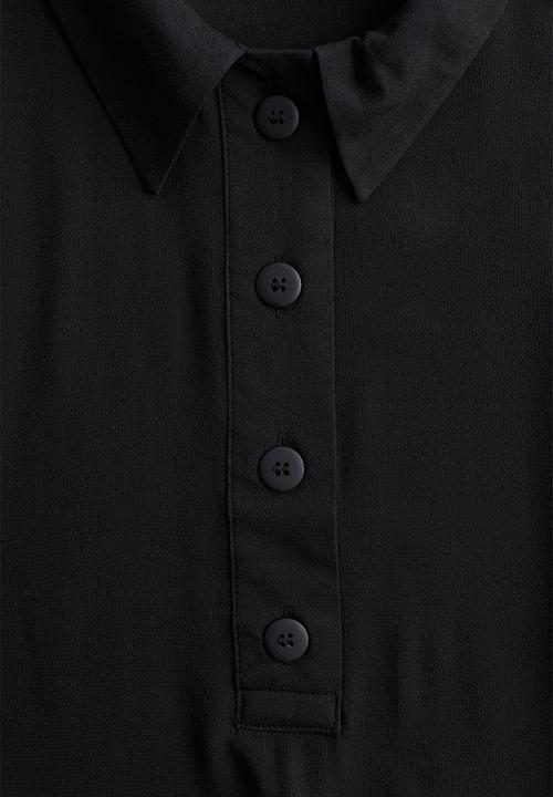 H&M - Sheer crêpe polo shirt - black